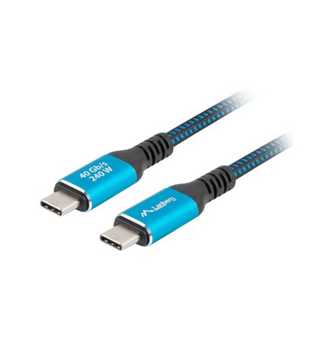 Kabel LANBERG USB-C M/M 4.0 2m 240W 8K Black-blue