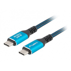 Kabel LANBERG USB-C M/M 4.0 1m 240W 8K Black-blue