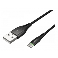 Kabel NATEC USB-C/A 2.0 1m prati led oplot czarny