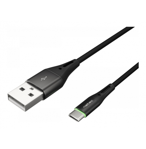 Kabel NATEC USB-C/A 2.0 1m prati led oplot czarny
