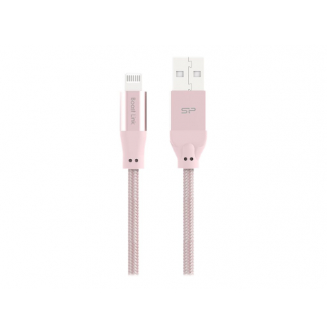 Kabel SILICON POWER USB - Lightning LK35AL 1M Mfi Nylon oplot różowy
