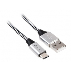 Kabel TRACER USB 2.0 TYPE-C A Male - C Male 1.0m czarno-srebrny