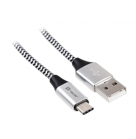 Kabel TRACER USB 2.0 TYPE-C A Male - C Male 1.0m czarno-srebrny