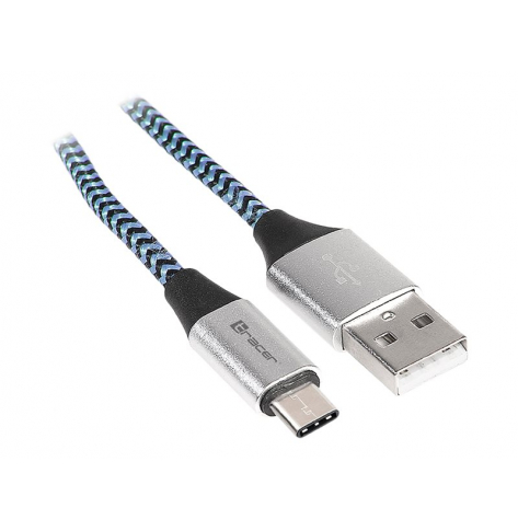 Kabel TRACER USB 2.0 TYPE-C A Male - C Male 1.0m czarno-niebieski