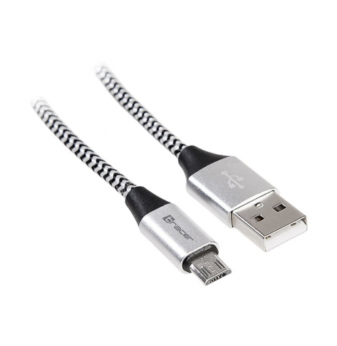 Kabel TRACER USB 2.0 AM - micro 1.0m czarno-srebrny