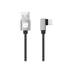 Kabel TECHLY USB 2.0 Typ-C Katowy na Typ-A 2m 3A Szybki w Oplocie