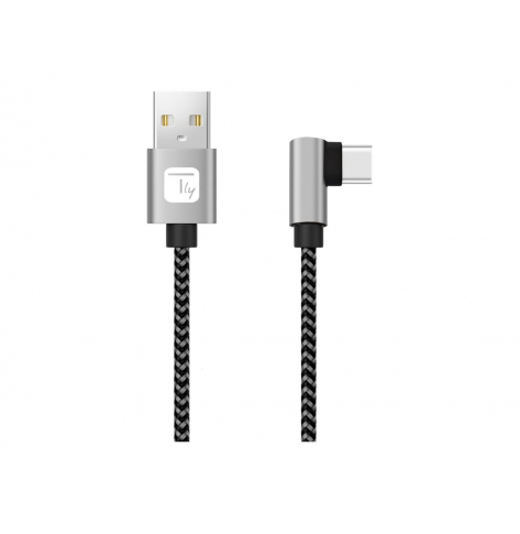 Kabel TECHLY USB 2.0 Typ-C Katowy na Typ-A 1m 3A Szybki w Oplocie