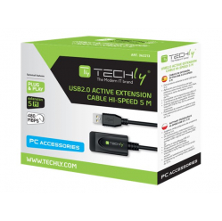 TECHLY Przedluzacz Aktywny USB 2.0 A-A M/F 5m Czarny