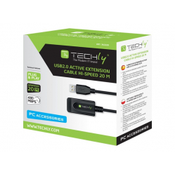 TECHLY Przedluzacz Aktywny USB 2.0 A-A M/F 20m Czarny