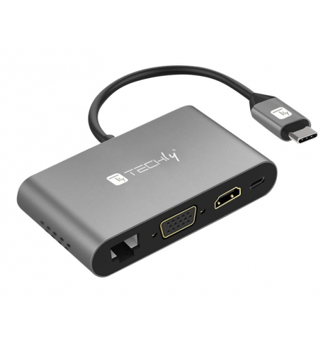 TECHLY 106169 USB-C multiport adapter -> HDMI/VGA/RJ45/2x USB-A/USB-C PD/MicroSD/SD