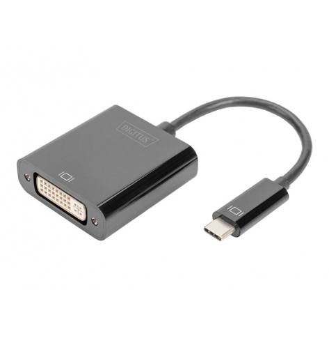 Kabel DIGITUS Adapter graficzny USB Typ C na DVI Full HD czarny 0,1m