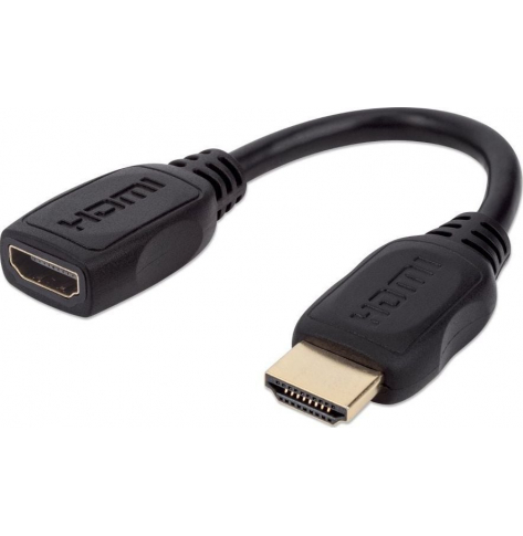 Kabel MANHATTAN Przedluzacz HDMI-HDMI 2.0 M/F 20cm Ethernet 4K 60Hz
