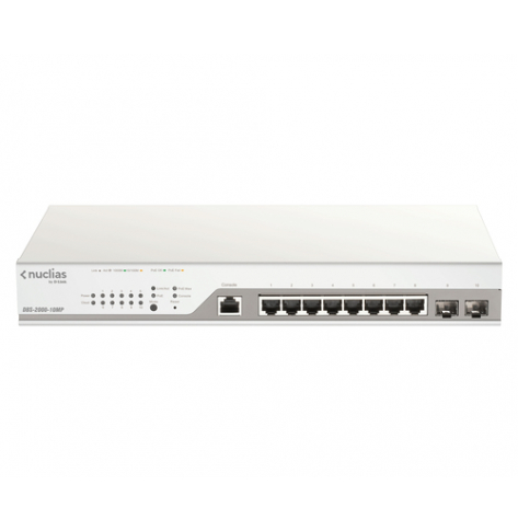 Switch D-LINK Nuclias Cloud Smart+ L2 with 1year Free License 8 Gigabit PoE PoE+ 2 SFP ports PoE budget 130