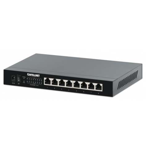 Switch INTELLINET 8-Port 2.5G Ethernet PoE+ 8x10 100 1000 2500 Mbps PSE PoE+ Ports 100W PoE Power Budget Unmanaged Wall-mount Option