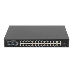 Switch LANBERG PoE+ rack 19inch 24x 1GB POE+ 2x GB 2x SFP 360W RSGE-24P-2GE-2S-360 niezarz