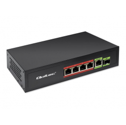 Switch QOLTEC 52296 FAST Ethernet PoE 4x RJ45 PoE 1x RJ45 Uplink 1x SFP 65W 1000 Mbps