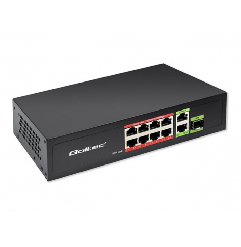 Switch QOLTEC 52297 FAST Ethernet 8x RJ45 PoE 2x RJ45 Uplink 1x SFP 120W 1000 Mbps
