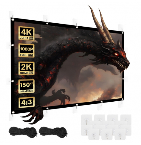 Ekran projekcyjny Maclean 150 cali 300x220cm, MC-168