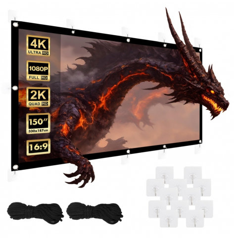 Ekran projekcyjny Maclean 150 cali 330x187cm, MC-167
