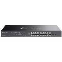 Switch TP-LINK Omada 20-Port GB Easy Managed Switch with 16-Port PoE+ 16× Gigabit PoE+ Ports, 2x Gigabit Non-PoE Ports, 2× Gigabit SFP Ports ES220GMP