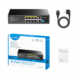 Switch Cudy GS1010P 8-Port Gigabit PoE+ Switch, 2 Gigabit Uplink Ports 120W 