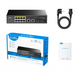 Switch Cudy GS1010P 8-Port Gigabit PoE+ Switch with 2 Gigabit Uplink ports and 2 Gigabit SFP slot 120W 