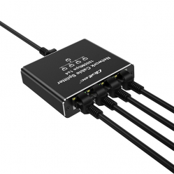 Qoltec Rozdzielacz splitter Ethernet mini SWITCH 1x4 RJ45 | 1000Mb/s | USB-C | Aluminium 