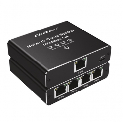 Qoltec Rozdzielacz splitter Ethernet mini SWITCH 1x4 RJ45 | 1000Mb/s | USB-C | Aluminium 