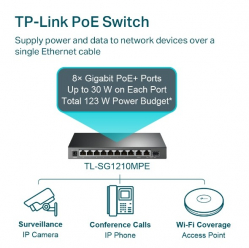 Switch TP-LINK Switch SG1210MPE Smart 8GE PoE+ 1GE 1SFP