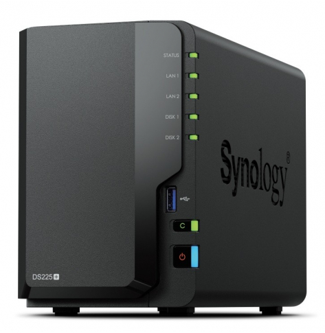 Synology Serwer NAS DS225+ 2x0HDD J4125 2GB DDR4 1xGbE 1x2,5GbE 3Y