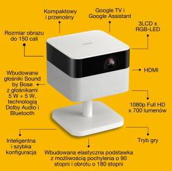 Projektor Epson mini laser EF-71 biały z podstawą FHD/700L/5m:1 