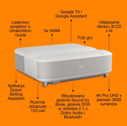 Projektor Epson EH-LS670W 3LCD KD 4KUHD/3600L/5m:1/16:9/biały