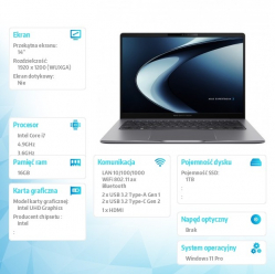 Asus Notebook ExpertBook P3 P3405CVA-LY0112X - i7-13620H/16GB/1TB/14 WUXGA/Win 11PRO/3YRS