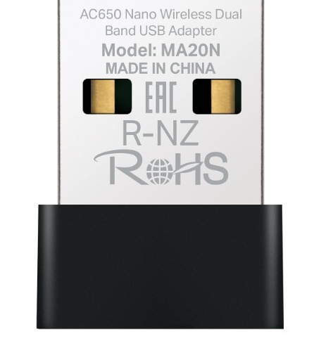 Karta sieciowa TP-LINK Mercusys AC650 Nano Wi-Fi USB Adapter MA20N SPEED: 200 Mbps at 2.4 GHz + 433 Mbps at 5 GHz