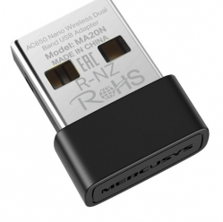 Karta sieciowa TP-LINK Mercusys AC650 Nano Wi-Fi USB Adapter MA20N SPEED: 200 Mbps at 2.4 GHz + 433 Mbps at 5 GHz