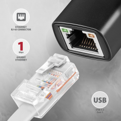 Karta sieciowa ADE-ARC Gigabit Ethernet adapter, USB-C 3.2 Gen 1, instalacja automatyczna