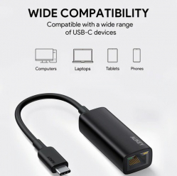 Karta sieciowa CB-A30 aluminiowa USB-C Gigabit 10/100/1000 Mbps RJ45 | 1 Gb/s | USB 3.0 Typ C | diody LED