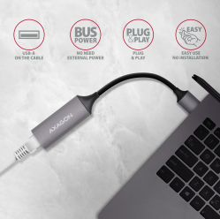 Karta sieciowa ADE-TR Gigabit Ethernet adapter, USB-A 3.2 Gen 1, instalacja automatyczna, metalowy, tytanowa szarość