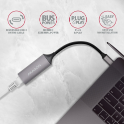 Karta sieciowa ADE-TRC Gigabit Ethernet adapter, USB-C 3.2 Gen 1, instalacja automatyczna, metalowy, tytanowa szarość