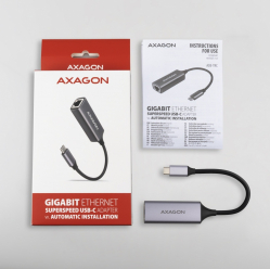 Karta sieciowa ADE-TRC Gigabit Ethernet adapter, USB-C 3.2 Gen 1, instalacja automatyczna, metalowy, tytanowa szarość