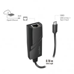 Adapter LogiLink USB 3.2 Gen1 USB-C do Gigabit Ether. 