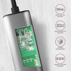 Karta sieciowa ADE-25R 2.5 Gigabit Ethernet, Realtek 8156, USB-A 3.2 Gen 1, automatyczna instalacja, szara