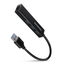 Hub HMA-GL3A Wieloportowy USB 4in1, 5Gbps, 3x USB-A + GLAN, metalowy, 20cm USB-A kabel