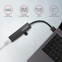 Hub HMA-GL3A Wieloportowy USB 4in1, 5Gbps, 3x USB-A + GLAN, metalowy, 20cm USB-A kabel