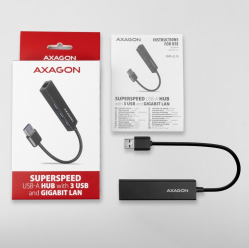 Hub HMA-GL3A Wieloportowy USB 4in1, 5Gbps, 3x USB-A + GLAN, metalowy, 20cm USB-A kabel