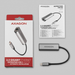 Karta sieciowa ADE-25RC 2.5 Gigabit Ethernet, Realtek 8156, USB-C 3.2 Gen 1, automatyczna instalacja, szara