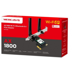 Karta sieciowa TP-LINK Mercusys AX1800 Dual-Band Wi-Fi 6 Bluetooth PCI Express Adapter SPEED: 1201 Mbps at 5 GHz + 574 Mbps at 2.4 GHz MA70XE 