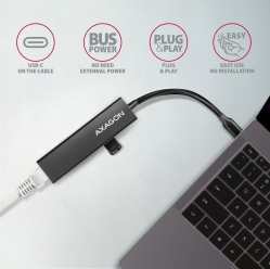 Hub HMC-GL3A Wieloportowy USB 4in1, 5Gbps, 3x USB-A + GLAN, 20cm USB-C kabel