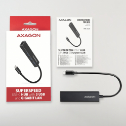 Hub HMC-GL3A Wieloportowy USB 4in1, 5Gbps, 3x USB-A + GLAN, 20cm USB-C kabel