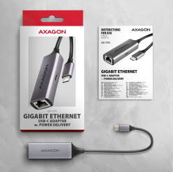 Karta sieciowa ADE-TXPD Gigabit Ethernet adapter, USB-C 3.2 Gen 1, instalacja automatyczna, Asix AX8817, PD 100W
